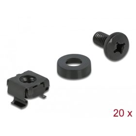   Delock Beszerelési készlet hálózati kabinethez, 20 db. Fekete (DL-66548)