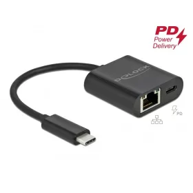   Delock USB Type-C  adapter Power Delivery porttal Gigabit LAN 10/100/1000 Mbps fekete (DL-66644)