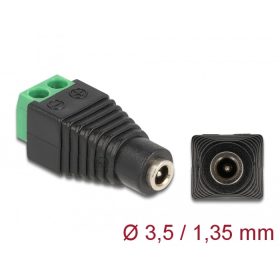   Delock Adapter, DC, 1,35 x 3,5 mm, csatlakozóhüvely > 2 tűs csatlakozóblokk (DL-66730)