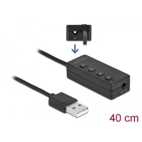   Delock USB fejhallgató és mikrofon adapter 2 x 3,5 mm-es sztereo jackkel Windows és Mac (DL-66731)