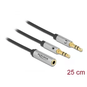   Delock Headset adapter 1 x 3,5 mm-es 4-tűs anya sztereo jack - 2 x 3,5 mm-es, 3-tűs apa sztereo jack (DL-66740)