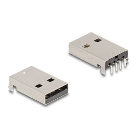   Delock USB 2.0 A-típusú anya 4 tűs THT csatlakozó átmenő furatú szereléshez 90 -ban hajlított 10 db. (DL-66757)
