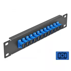   Delock 10  üvegszálas patch panel 12 portos SC Simplex kék 1U fekete (DL-66760)