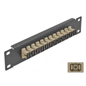   Delock 10  üvegszálas patch panel 12 portos SC Simplex bézs 1U fekete (DL-66762)