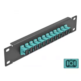   Delock 10  üvegszálas patch panel 12 portos SC Simplex vízkék 1U fekete (DL-66763)