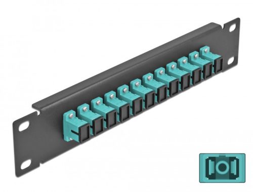 Delock 10  üvegszálas patch panel 12 portos SC Simplex vízkék 1U fekete