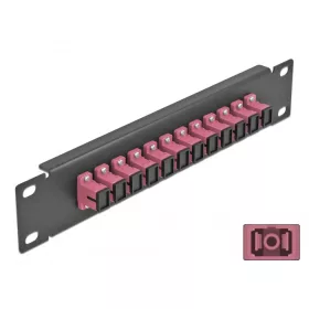   Delock 10  üvegszálas patch panel 12 portos SC Simplex ibolya 1U fekete (DL-66764)