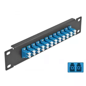   Delock 10  üvegszálas patch panel 12 portos LC Duplex kék 1U fekete (DL-66765)
