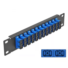   Delock 10  üvegszálas patch panel 12 portos SC Duplex kék 1U fekete (DL-66771)