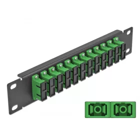   Delock 10  üvegszálas patch panel 12 portos SC Duplex zöld 1U fekete (DL-66772)