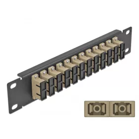   Delock 10  üvegszálas patch panel 12 portos SC Duplex bézs 1U fekete (DL-66773)