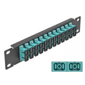   Delock 10  üvegszálas patch panel 12 portos SC Duplex vízkék 1U fekete (DL-66774)