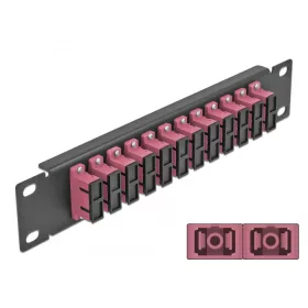   Delock 10  üvegszálas patch panel 12 portos SC Duplex ibolya 1U fekete (DL-66775)