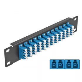   Delock 10  üvegszálas patch panel 12 portos LC Quad kék 1U fekete (DL-66776)