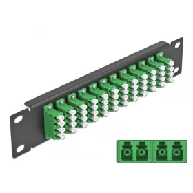   Delock 10  üvegszálas patch panel 12 portos LC Quad zöld 1U fekete (DL-66777)