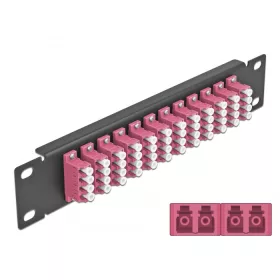   Delock 10  üvegszálas patch panel 12 portos LC Quad ibolya 1U fekete (DL-66780)