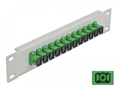 Delock 10  üvegszálas patch panel 12 portos SC Simplex zöld 1U szürke