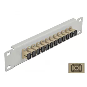   Delock 10  üvegszálas patch panel 12 portos SC Simplex bézs 1U szürke (DL-66783)