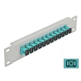   Delock 10  üvegszálas patch panel 12 portos SC Simplex vízkék 1U szürke (DL-66784)