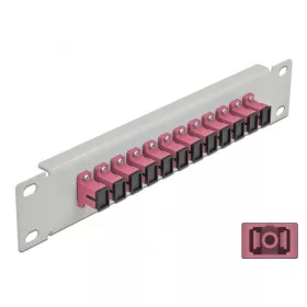   Delock 10  üvegszálas patch panel 12 portos SC Simplex ibolya 1U szürke (DL-66785)