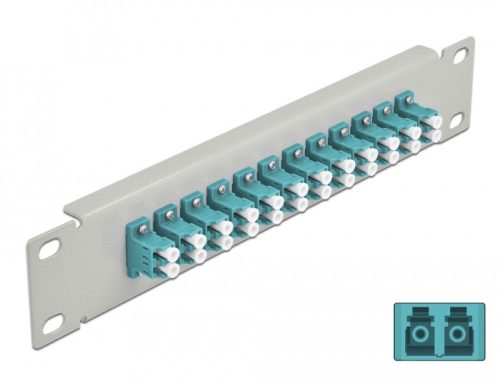 Delock 10  üvegszálas patch panel 12 portos LC Duplex vízkék 1U szürke