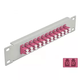   Delock 10  üvegszálas patch panel 12 portos LC Duplex ibolya 1U szürke (DL-66790)