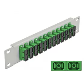   Delock 10  üvegszálas patch panel 12 portos SC Duplex zöld 1U szürke (DL-66792)