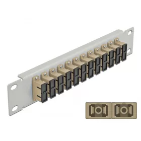   Delock 10  üvegszálas patch panel 12 portos SC Duplex bézs 1U szürke (DL-66793)