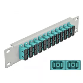   Delock 10  üvegszálas patch panel 12 portos SC Duplex vízkék 1U szürke (DL-66794)