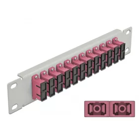   Delock 10  üvegszálas patch panel 12 portos SC Duplex ibolya 1U szürke (DL-66795)