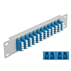   Delock 10  üvegszálas patch panel 12 portos LC Quad kék 1U szürke (DL-66796)
