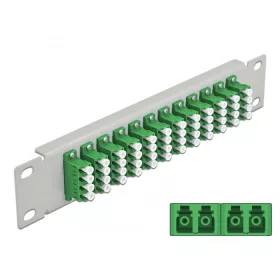   Delock 10  üvegszálas patch panel 12 portos LC Quad zöld 1U szürke (DL-66797)