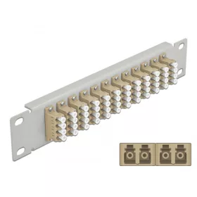   Delock 10  üvegszálas patch panel 12 portos LC Quad bézs 1U szürke (DL-66798)