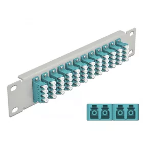   Delock 10  üvegszálas patch panel 12 portos LC Quad vízkék 1U szürke (DL-66799)