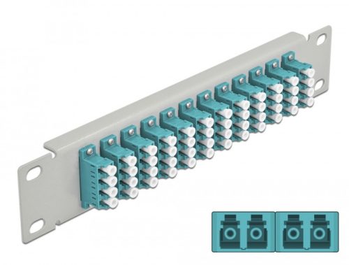 Delock 10  üvegszálas patch panel 12 portos LC Quad vízkék 1U szürke