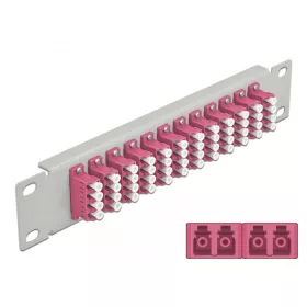   Delock 10  üvegszálas patch panel 12 portos LC Quad ibolya 1U szürke (DL-66800)