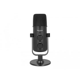   Delock Többfunkciós dupla kondenzor USB mikrofon 3,5 mm-es sztereo jack fejhallgatóval és hangbeállí (DL-66822)