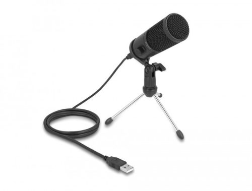 Delock USB-s kondenzátor mikrofon állvánnyal személyi számítógéphez és laptophoz, 24 Bit / 192 kHz