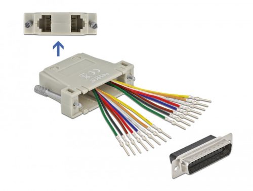 Delock D-Sub 25 tűs krimp apa - 2 x RJ45 anya eszköz készlettel bézs színben