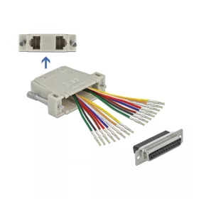   Delock D-Sub 25 tűs krimp anya - 2 x RJ45 anya eszközkészlettel bézs színben (DL-66834)