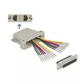   Delock D-Sub HD 44 tűs krimp anya - 2 x RJ45 anya eszközkészlettel bézs színben (DL-66836)