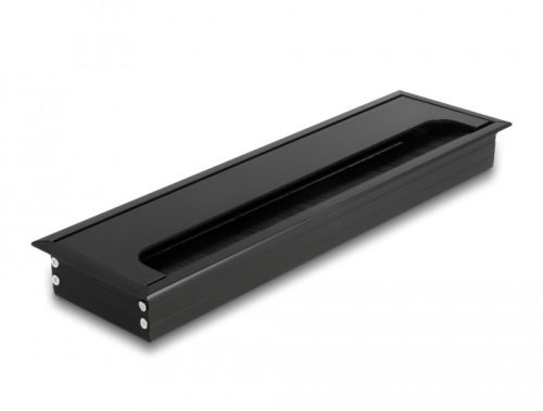 Delock Kábel tömítő/rendező asztalba szerelt változathoz kefével 280 x 80 x 28 mm méretű, fekete