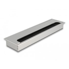   Delock Kábel tömítő/rendező asztalba szerelt változathoz kefével 300 x 80 x 28 mm méretű, ezüst (DL-66863)