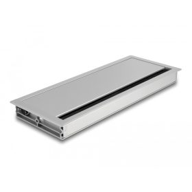   Delock Kábel tömítő/rendező asztalba szerelt változathoz kefével 300 x 120 x 28 mm méretű, ezüst (DL-66864)