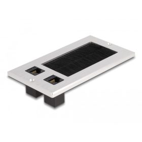   Delock Kábel bemenet kefével és 2 db. RJ45 Keystone modul Cat.6 alumínium (DL-66896)