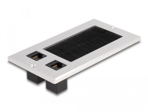 Delock Kábel bemenet kefével és 2 db. RJ45 Keystone modul Cat.6 alumínium