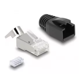   Delock RJ45 Moduláris csatlakozó feszültség mentesítővel Cat.6A, Cat.7 és hajlítás védővel 25 db (DL-66903)
