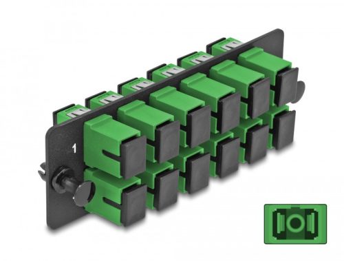 Delock Üvegszálas Adapter Panel SC Simplex APC 12 Port zöld