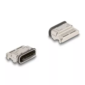   Delock M12 A-kódolt adapter 8 tűs apa - RJ45 anya Cat.5e beszerelő mélyedéssel, 90 -ban hajlított, narancssárga színű (DL-66944)