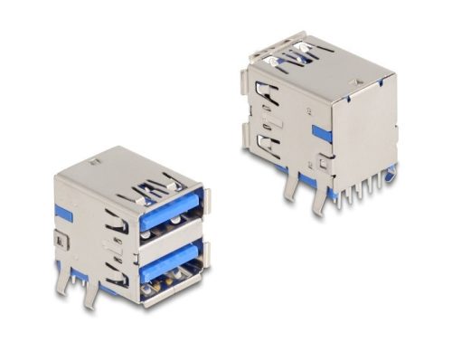 Delock M12 D-kódolt adapter 4 tűs anya - RJ45 anya Cat.5e beszerelő mélyedéssel, egyenes, lila színű